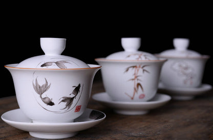 180ml Chinese Ceramic Gaiwan Coffee Cup Kungfu Tea Bowl Tureen Tea Set Decor