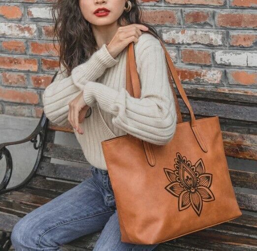 Celela Original Design Flower Print Women Tote Crossbody Handbag Purse Bags