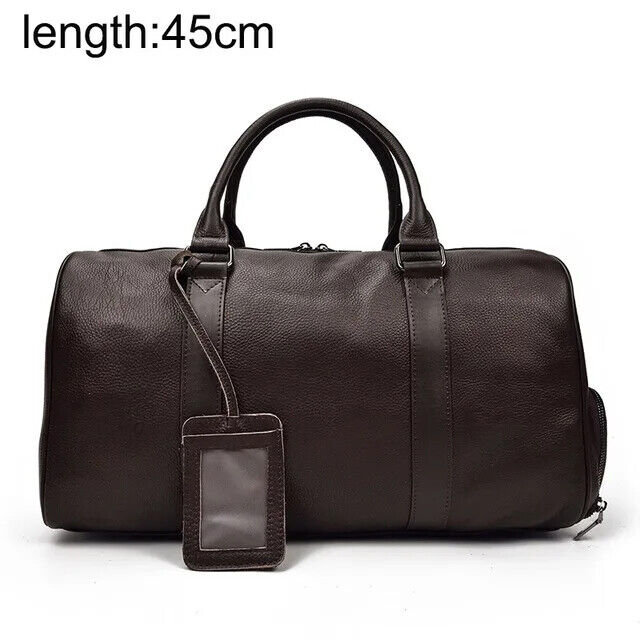 Genuine Leather Travel Bag Men Women Cowhide Casual Travel Weekend Shoulder Bag