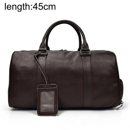 Genuine Leather Travel Bag Men Women Cowhide Casual Travel Weekend Shoulder Bag