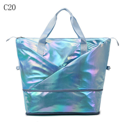 Pearlescent Folding Travel Shoulder Bag Waterproof Handbag Dry Wet Separation
