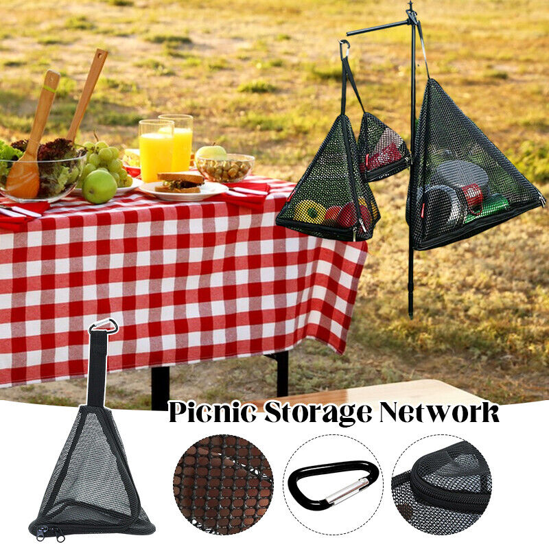 Camping Storage Mesh Triangle Picnic Hanging Bag Vegetable Organize Tool Outdoor