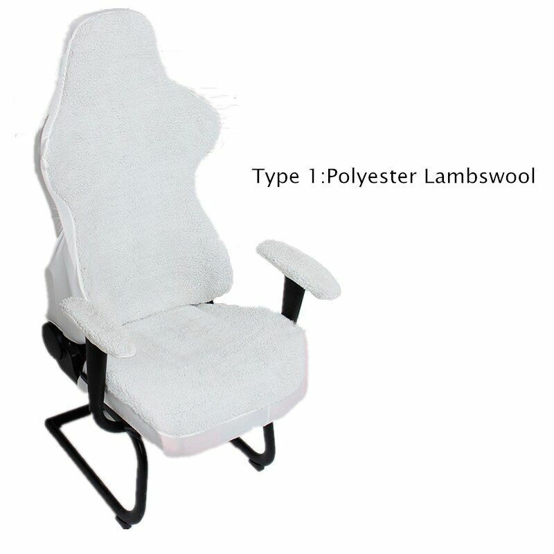 4Pcs/Set Elastic Gaming Chair Warm Cover+Armrest Pads Lambswool Spandex Cushions