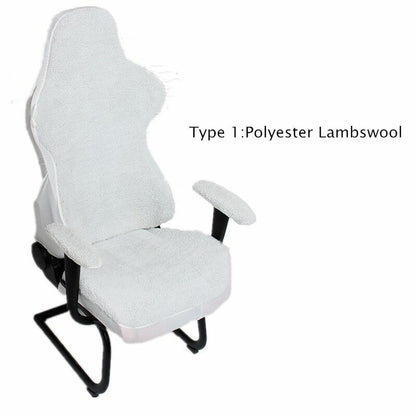 4Pcs/Set Elastic Gaming Chair Warm Cover+Armrest Pads Lambswool Spandex Cushions