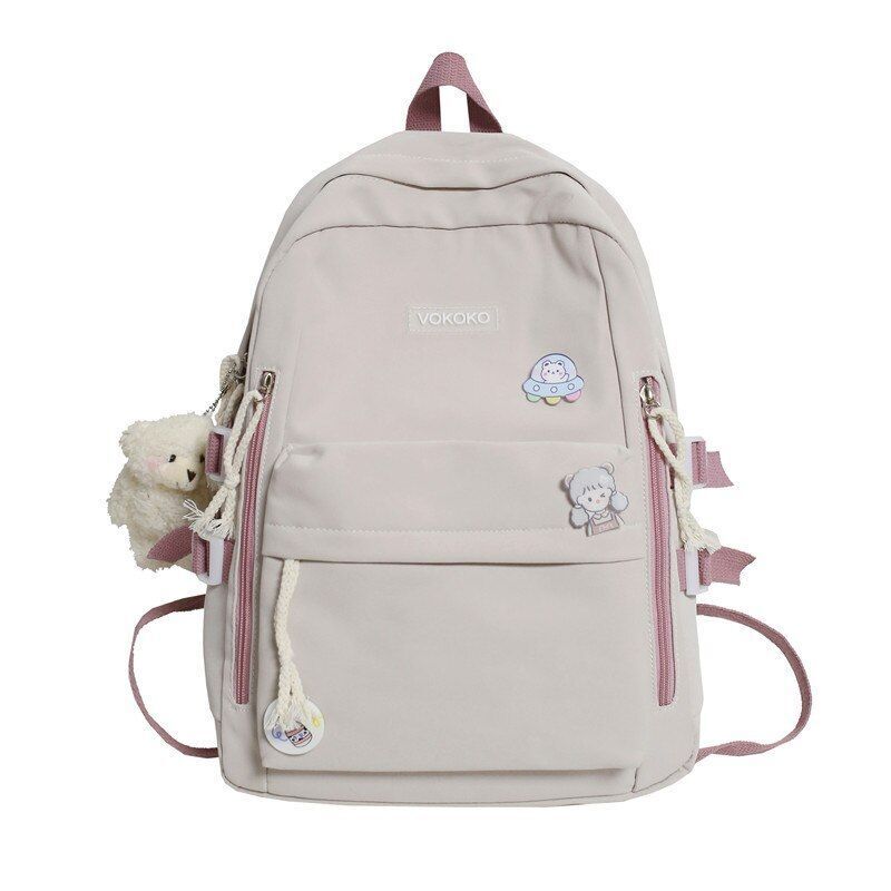 Women Nylon Backpack School Book Bag Traveling Pink/Blue/White Large 30*12*41 CM