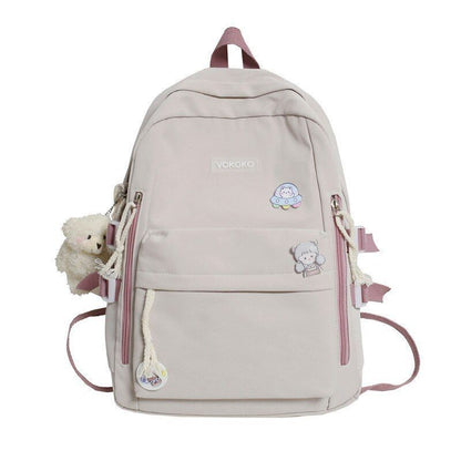 Women Nylon Backpack School Book Bag Traveling Pink/Blue/White Large 30*12*41 CM