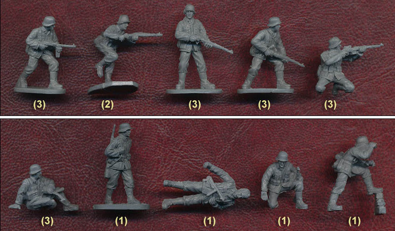 WWII GERMAN ARMY COMBAT TEAM TWO 21 FIGURES 1/72 Soldiers model Kit CAESAR