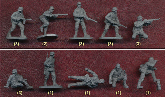 WWII GERMAN ARMY COMBAT TEAM TWO 21 FIGURES 1/72 Soldiers model Kit CAESAR