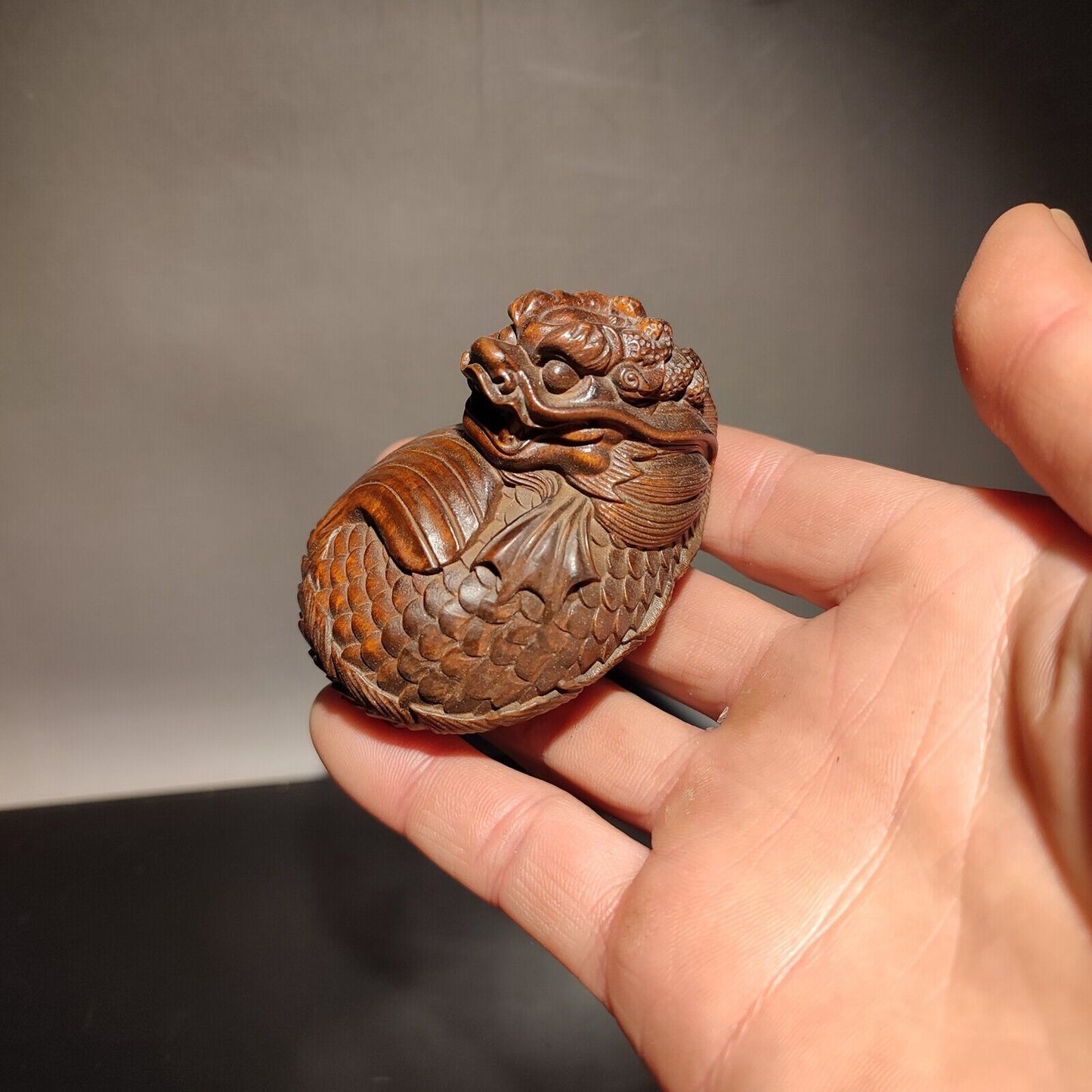 christmas ornaments Wooden handle piece miniature item bag ornament dragon fish
