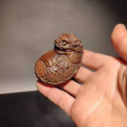 christmas ornaments Wooden handle piece miniature item bag ornament dragon fish