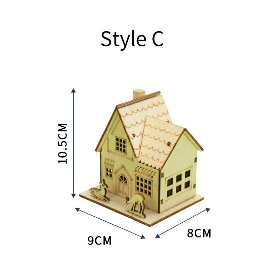 Christmas Log Cabin Christmas Craft Decoration with Light Wooden Small House