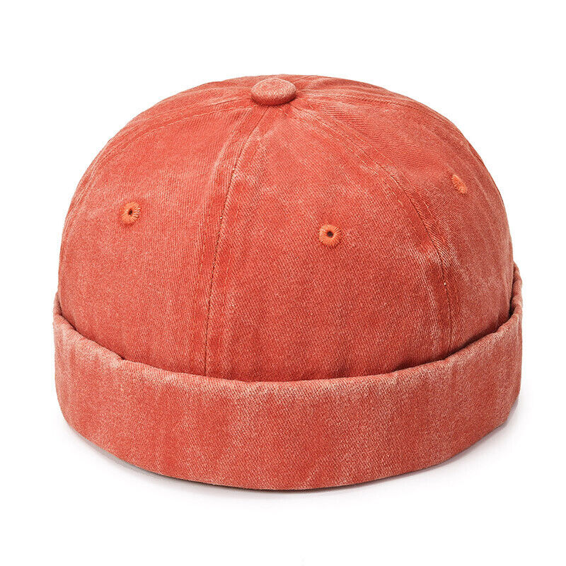 Men's Retro Brimless Hat Skull cap Sailor Cap Beanie Rolled Cuff Adjustable*