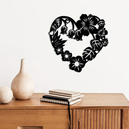 Metal Heart Garland Sign Metal Wall Decor, Black Modern Beautiful Heart