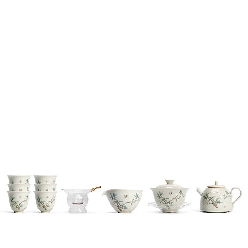 Boutique Tea Set Ruyao Craft Crackle Glaze Porcelain Tea Pot Gaiwan Matching Cup