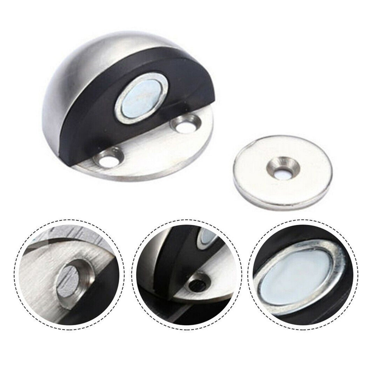 Stainless Steel Magnetic Suction Rubber Semi-circle Anti-collision Door Stop;