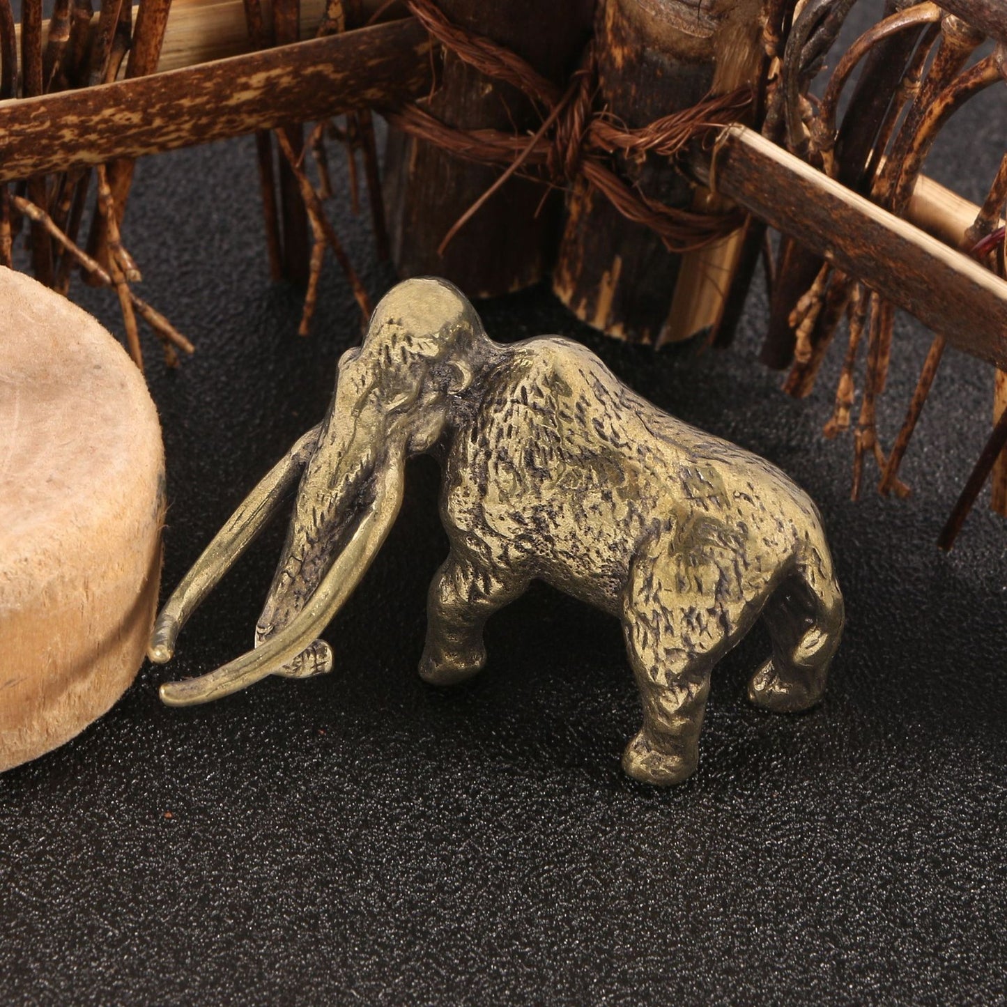 Solid Bronze Mammoth Long Toothed Elephant Statue Tea Pet Home Lucky Ornament