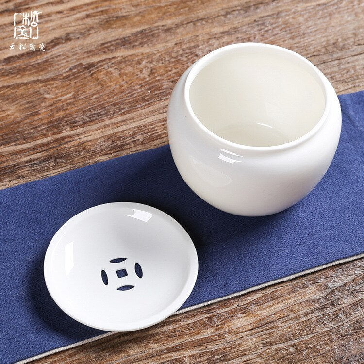 4.2" Whiteware Jade Porcelain Small Number Tea Basin Tea Basin Copper Coins Tea