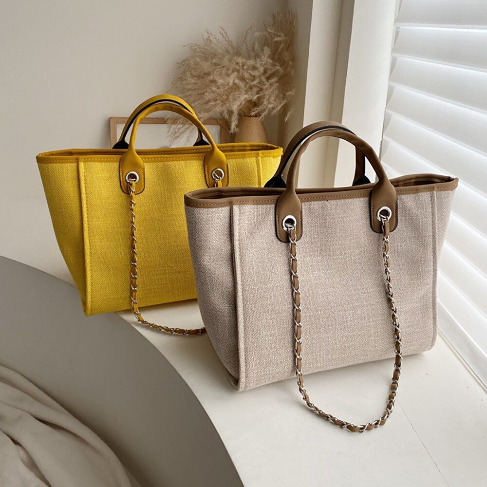 Shoulder Bag Casual Chain Messenger Bags Canvas Leisure Handbags 42*27*16 CM 1PC