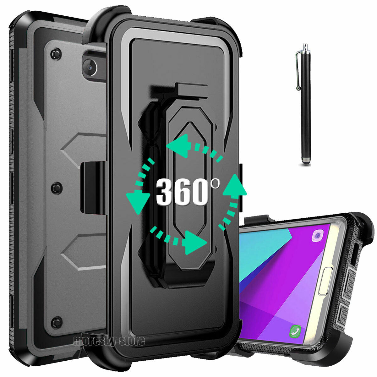For Samsung J7 2017 J7 Sky Pro Prime Case, w/ Belt Clip Stand Rugged Phone Cover