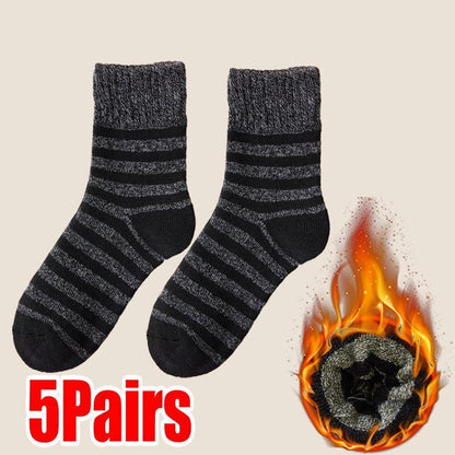 Men Socks 5Pairs Terry Fabrics Winter Woolen Merino Thick Thermal Warm Sportwear