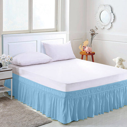 Wrap Around Bed Skirts Drop Solid Color Elastic Bed Skirt Queen King Full Dust