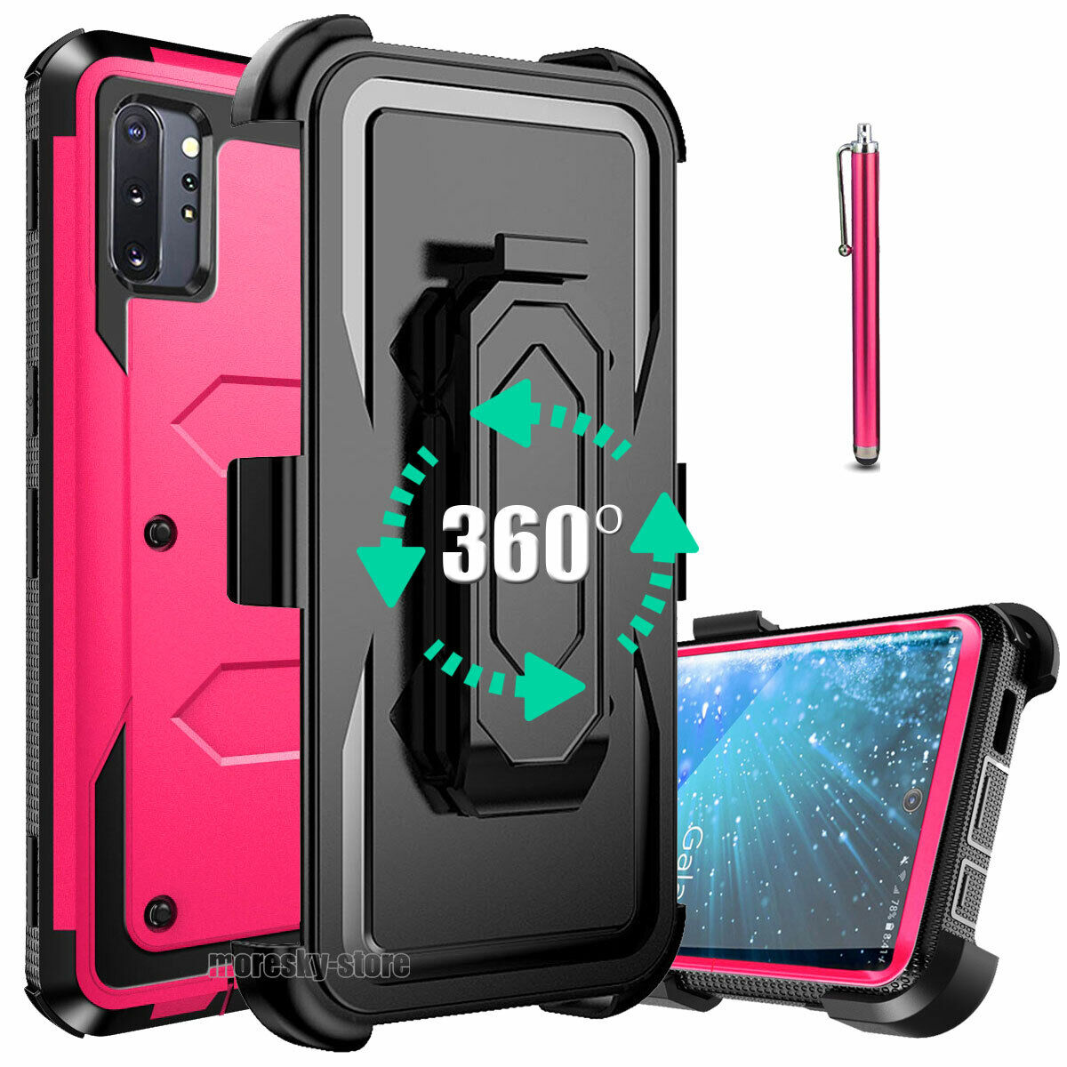 For Samsung Galaxy Note10+ Shockproof Case, w Belt Clip Stand Rugged Phone Cover