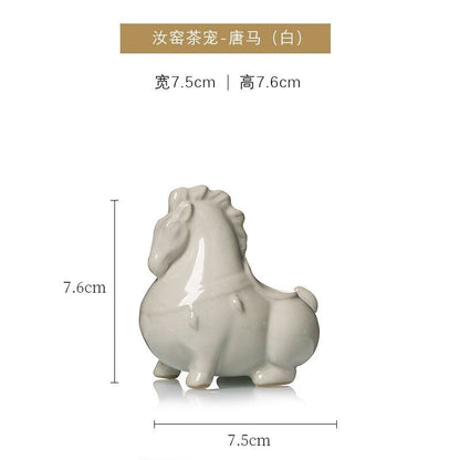 Ceramic Green Horse Tea Pet Figurine Ceramic Tea Ornaments Crafts Decorative