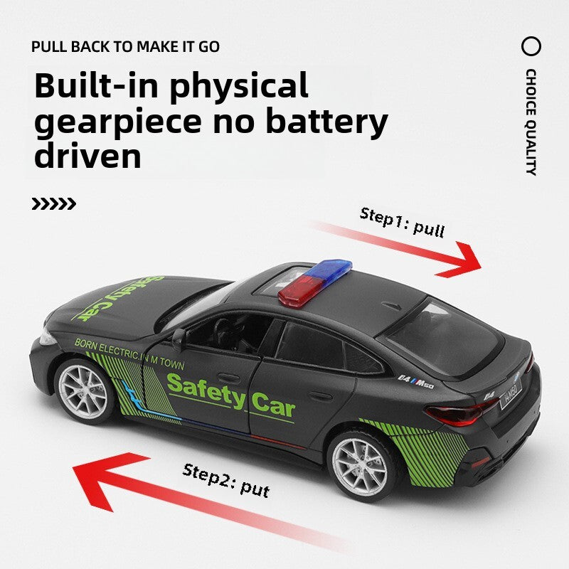 1:34 Diecast BMW i4 M50 Safety Car Metal Car Model Toy Pull Back Sound Gift