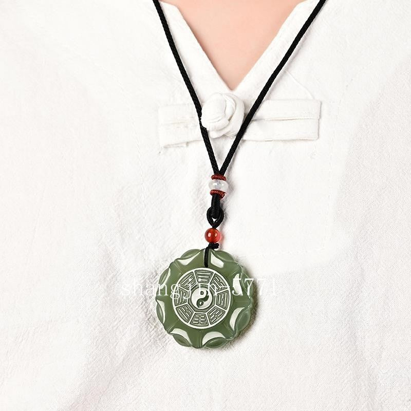 New Nephrite Jade Ba Gua Yin Yang Pendant Unisex Luck Jade Jewelry‌