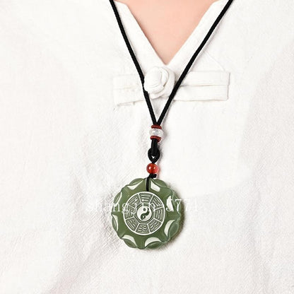 New Nephrite Jade Ba Gua Yin Yang Pendant Unisex Luck Jade Jewelry‌