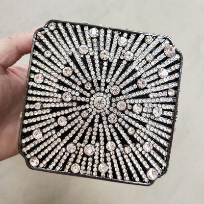Party Purse Luxury Crystal Clutch Metal Frame Evening Bag Handbags 11*11*6.5 CM