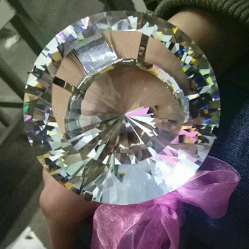 Large 80MM Crystal Oversized Faux Diamond Ring Proposal Wedding Chic Novelty