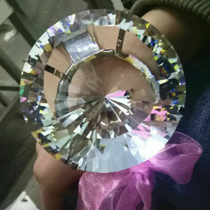 Large 80MM Crystal Oversized Faux Diamond Ring Proposal Wedding Chic Novelty
