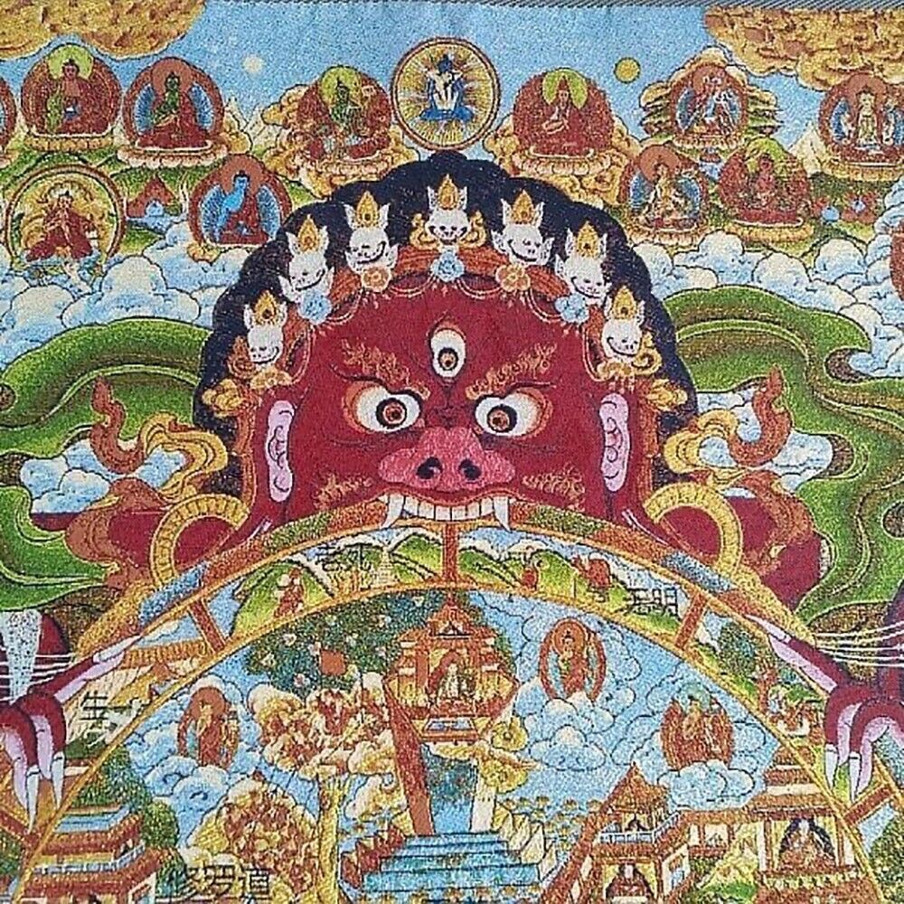 Buddhist Guardian Silk Painting Home Decoration