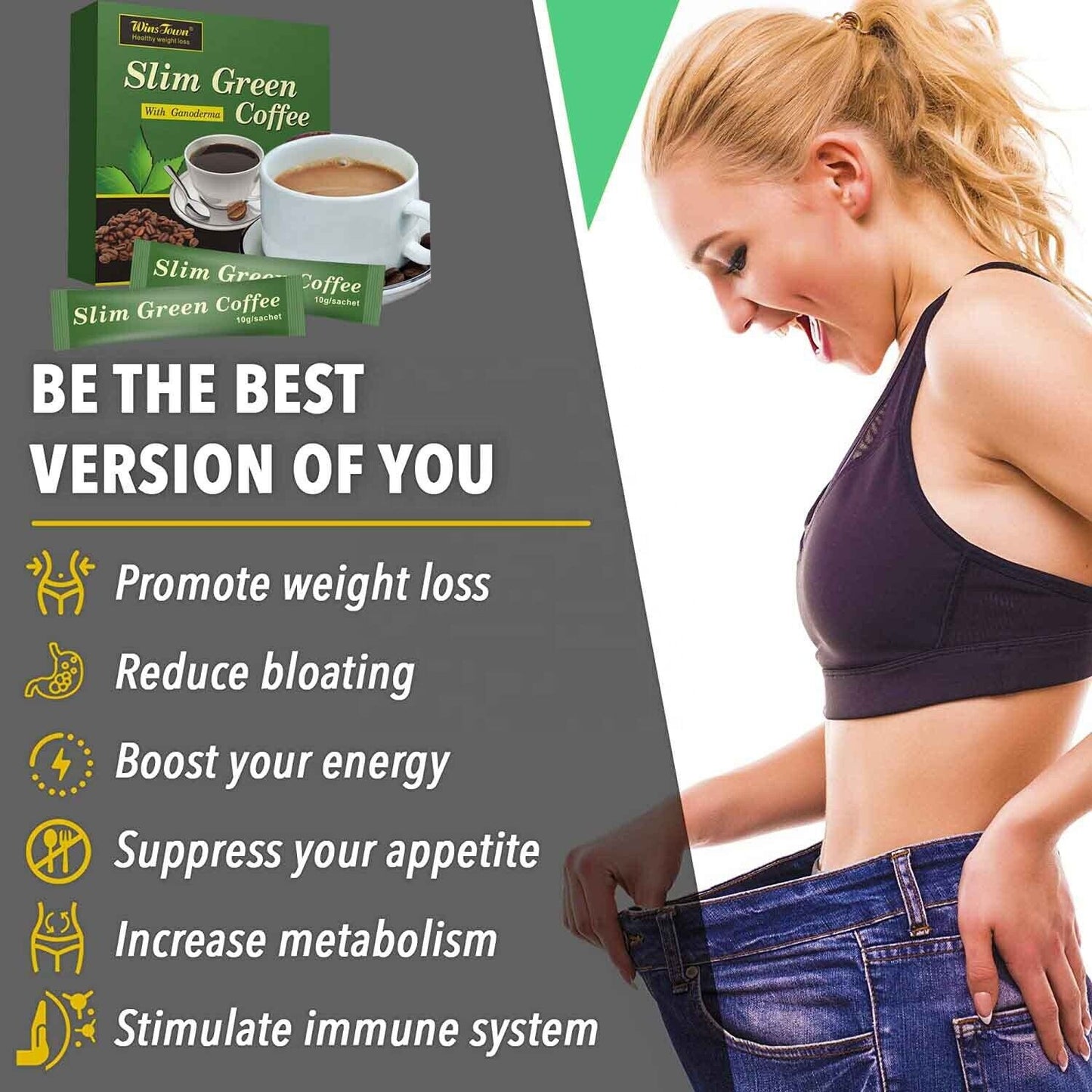 Slim green Coffee slimming herbs weight loss instant Ganoderma coffee 270g