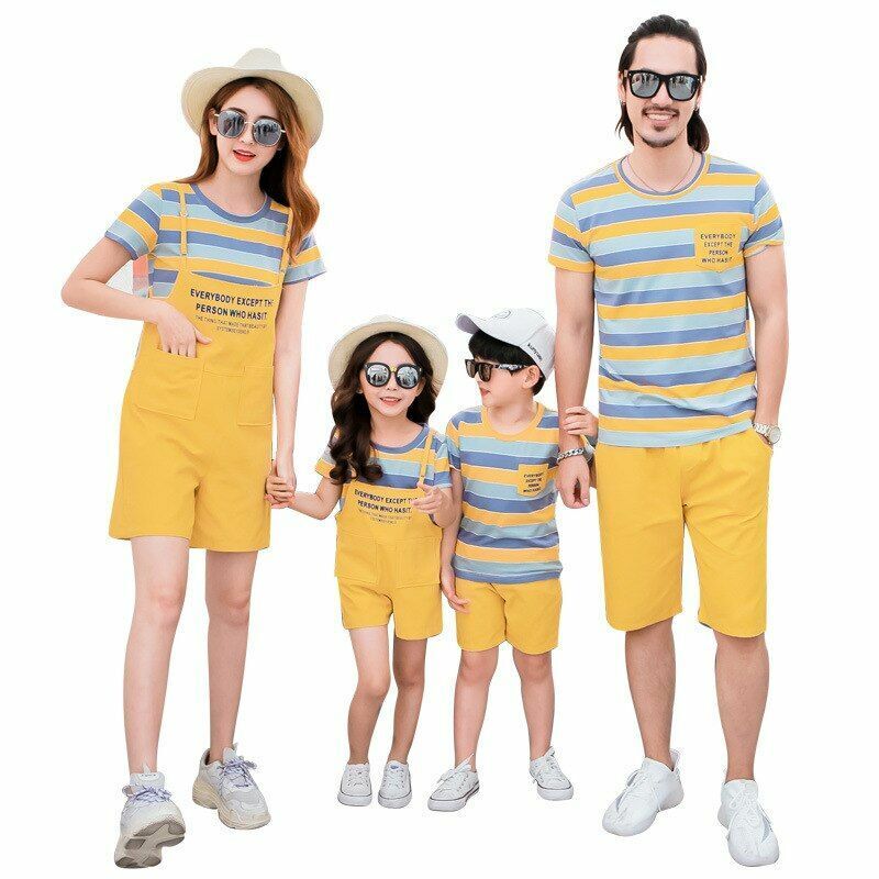 Family Matching Outfit Mother Daughter Dresses Look T-shirt Shorts Couple Casual