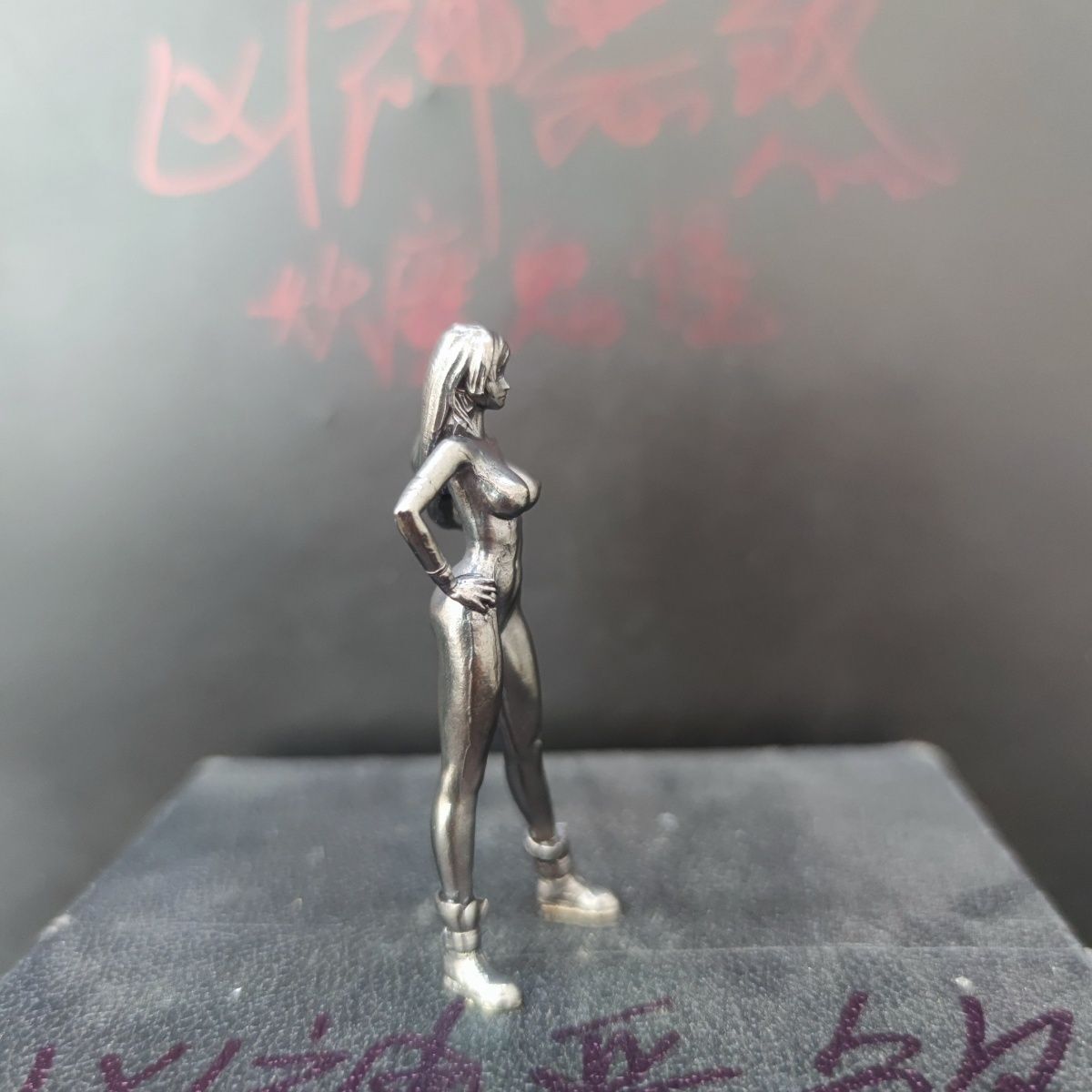 Black Solid Bronze Made of Old Ultra Short Dress Nude Seductive Body Art Statue