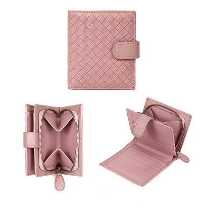 Sheep Leather Wallet Leather Woven Coin Purse Zipper Storage Bag 11*2*9.5 CM 1PC