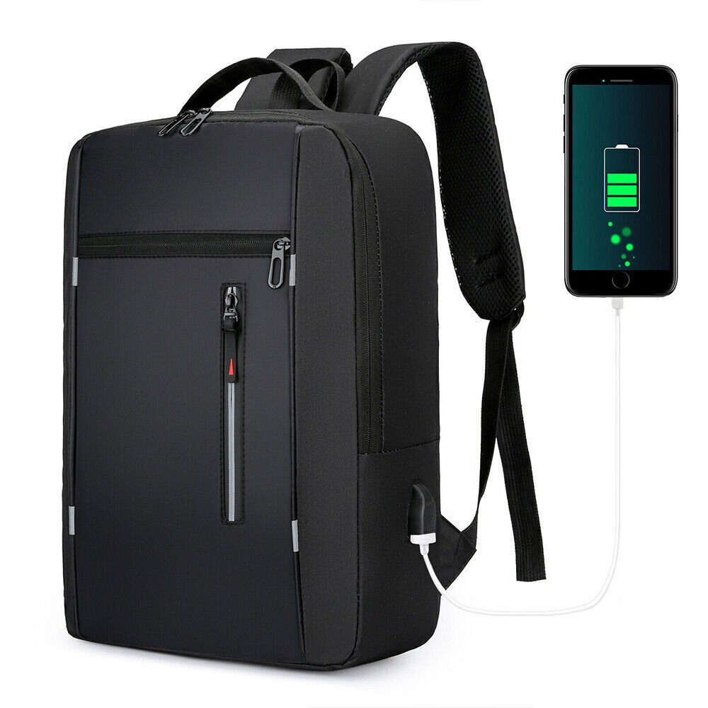 Men Women 17'' Backpack Bookbag School Travel Laptop Rucksack Zip Bag USB Port