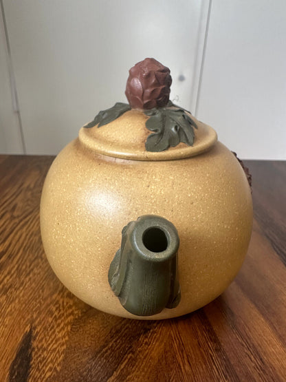 Chinese zisha (purple sand) Yixing flower teapot replica