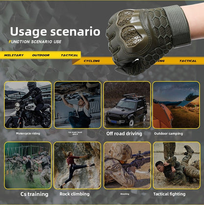 Tactical gloves with wear-resistant and anti slip hard shell for cycling