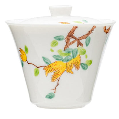 135ml Porcelain Hand Painted Tureen Tea Bowl Teacup Kung Fu Tea Set Tureen Decor