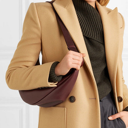 Woman New Wine Wide Single Strap Zipper PU Leather Chest Bag
