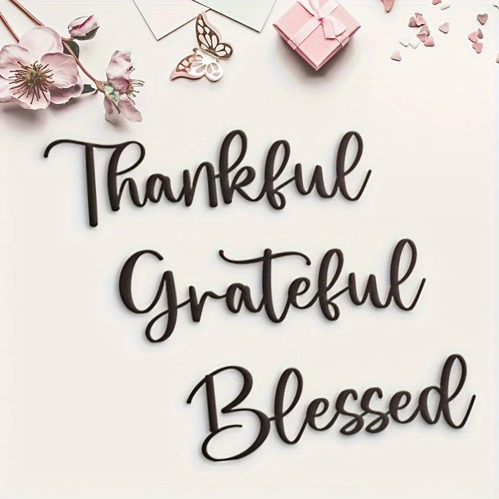 Aesthetic 'Appreciate Life' Decor CIFbuy 3PCS Black Gratitude Metal Wall Art