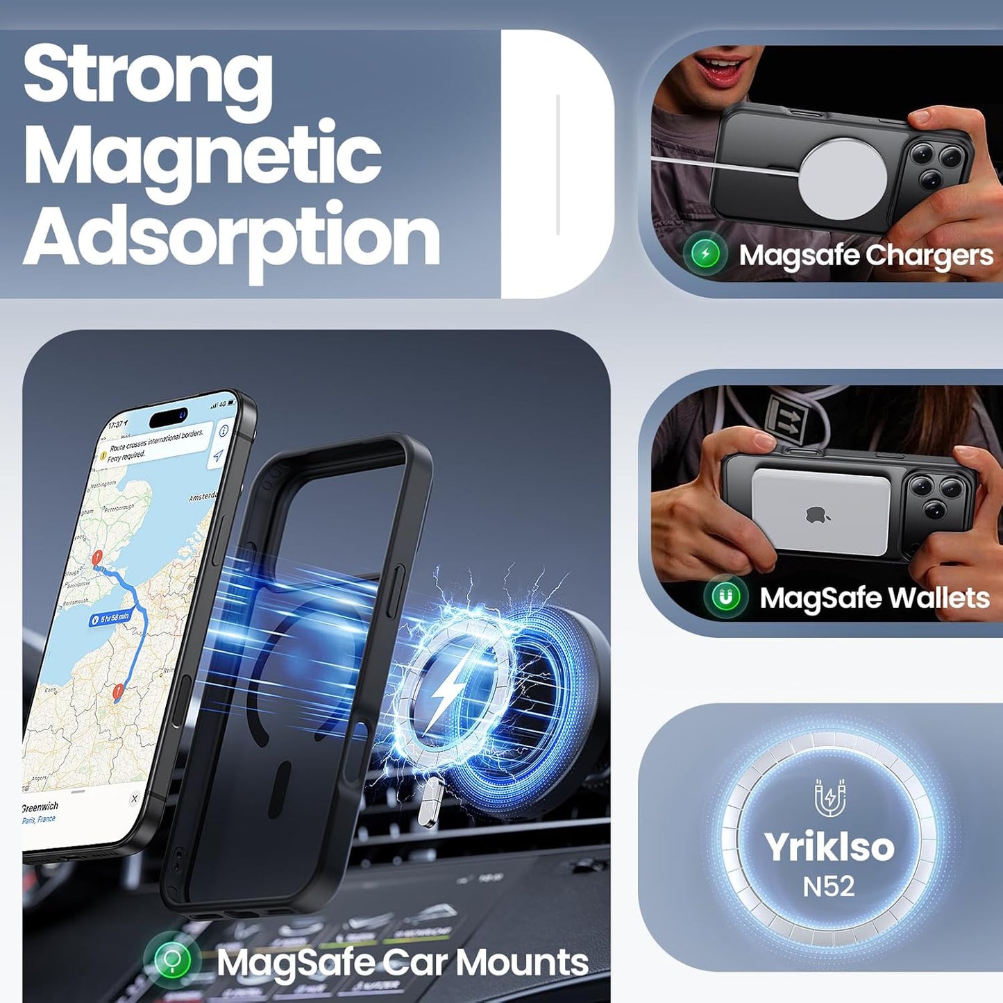 3 in 1 Strong Magnetic Case for Iphone 17 Pro Max,1X Screen Protector +1X Camera