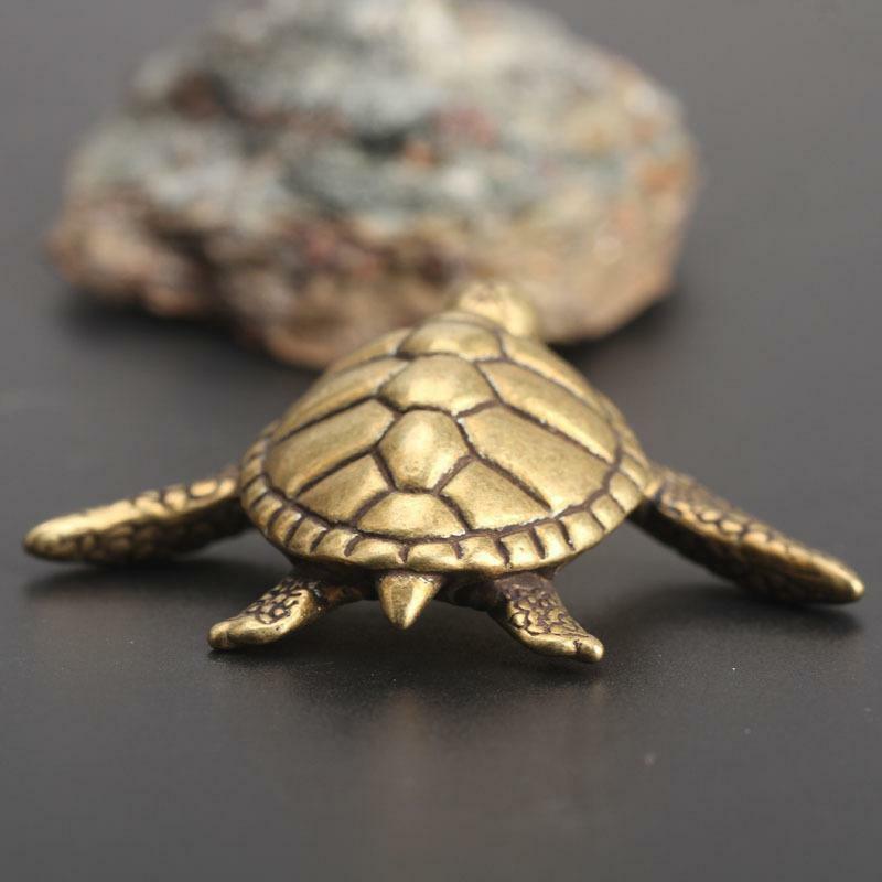 Ornaments Pure Copper Solid Small Turtle Tea Pet Bronze Handle Gift Antiques