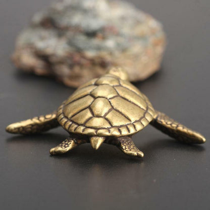 Ornaments Pure Copper Solid Small Turtle Tea Pet Bronze Handle Gift Antiques
