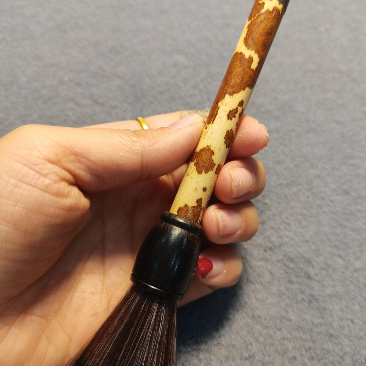 Natural Xiangfei Bamboo Tea Brush Vintage Ebony Inlay Teapot Cleaning Accessory