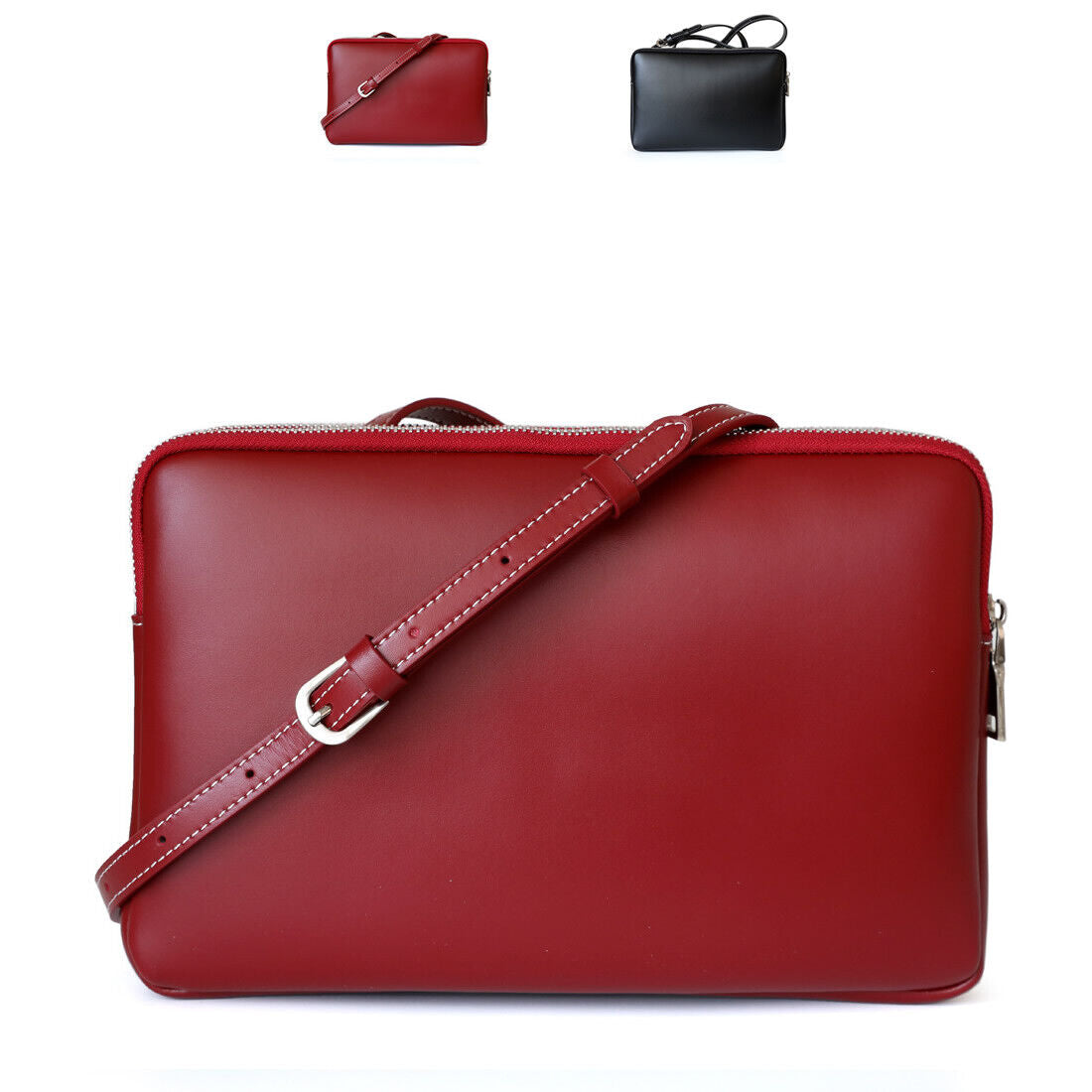 Rectangle Real Leather Shoulder bag PurseHandbag Briefcase Envelope Messenger
