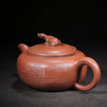 Chinese Yixing Zisha Clay Handmade Exquisite Teapot （牛气冲天 底款：黄玉麟）